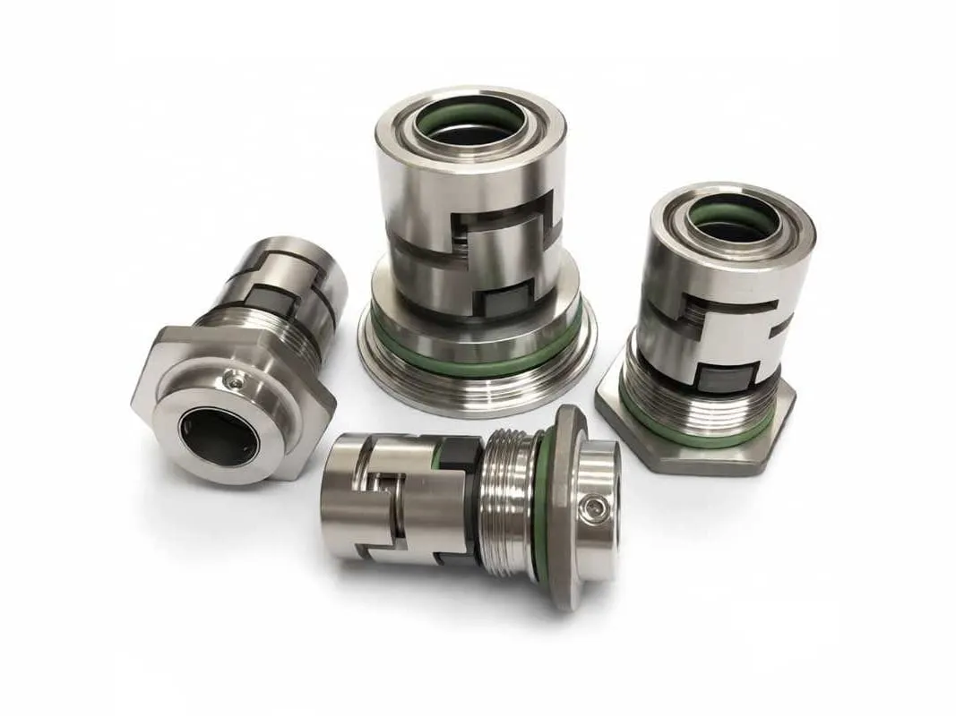 Phớt bơm trục đứng: phớt cartridge vỏ inox nhìn nghiêng, thấy vòng tĩnh