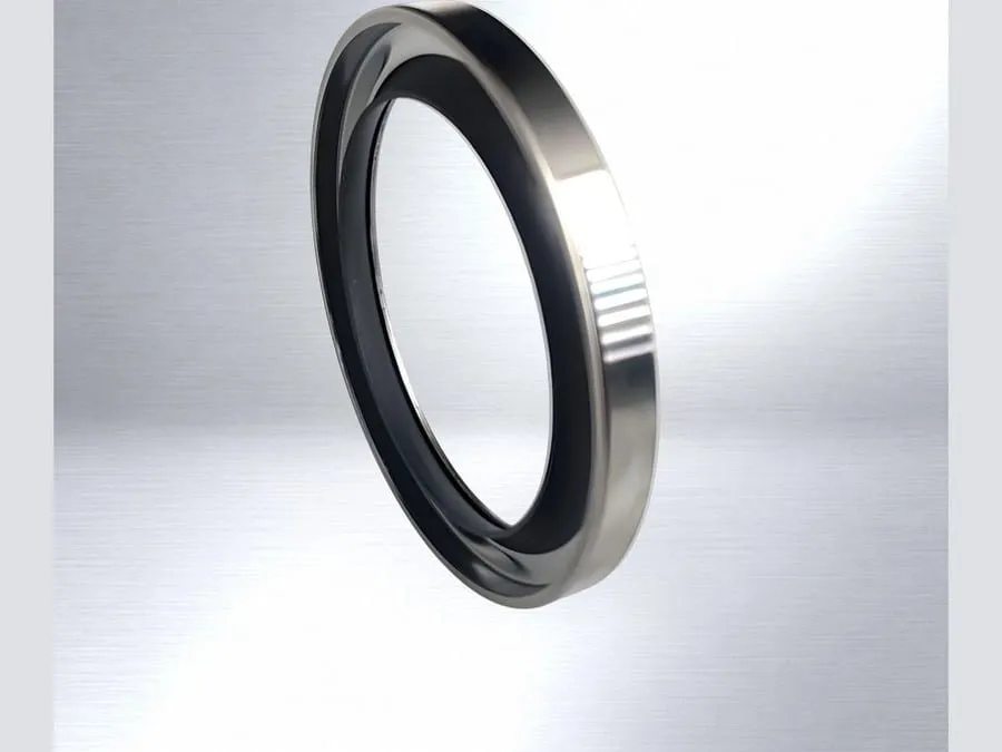 Phớt teflon PTFE: phớt teflon vỏ inox đứng nghiêng thấy môi đen