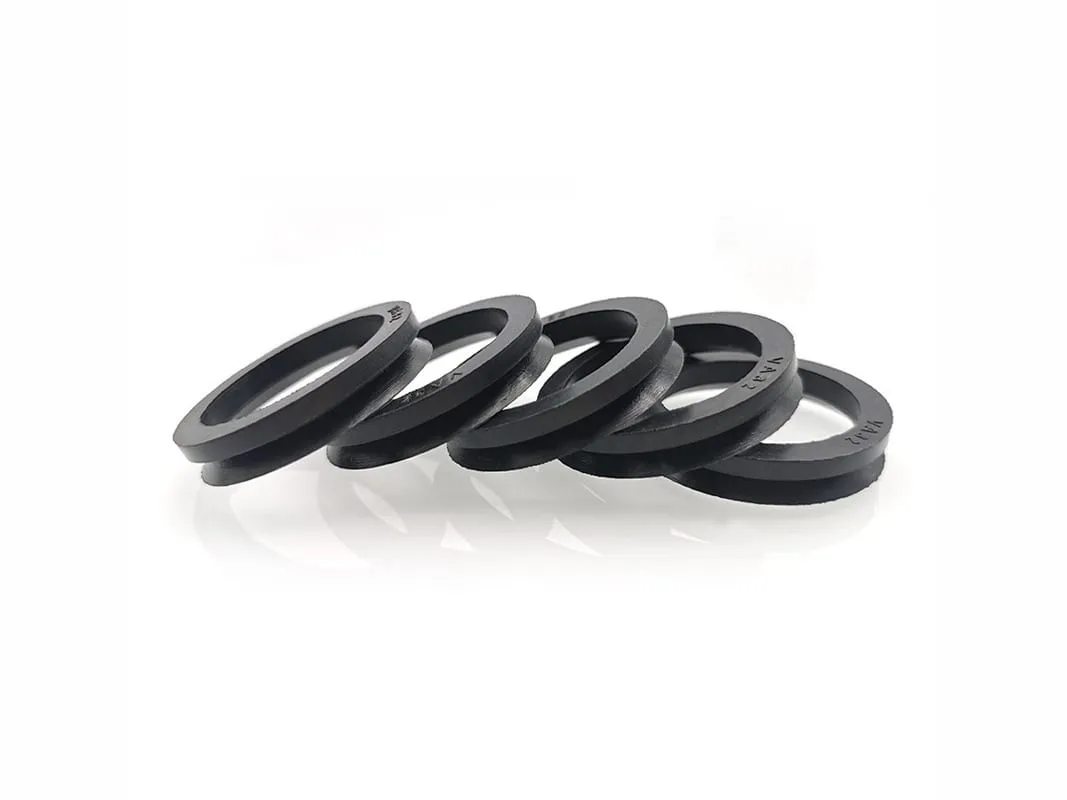 Phớt V-ring VA: năm phớt V-ring VA12 đen xếp nghiêng, thân in mã VA12