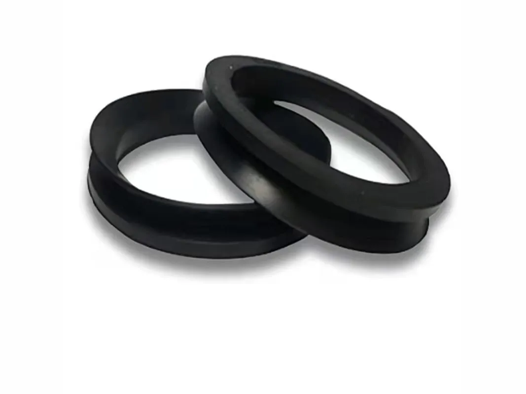 Phớt V-ring VS: hai phớt V-ring đen thân rộng đặt nghiêng
